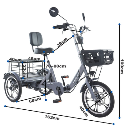 Foldable cargo e-trike - 1100Wh, 50km range, top speed 25km/h,