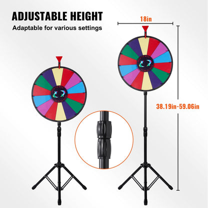 VEVOR 45.7 cm Prize Wheel Tripod Floor Stand Color Prize Wheel Fortune