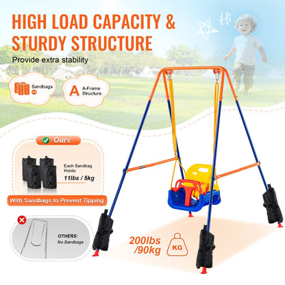 VEVOR Swing Sets for Backyard, 3-in-1 Toddler Swing Set with 4