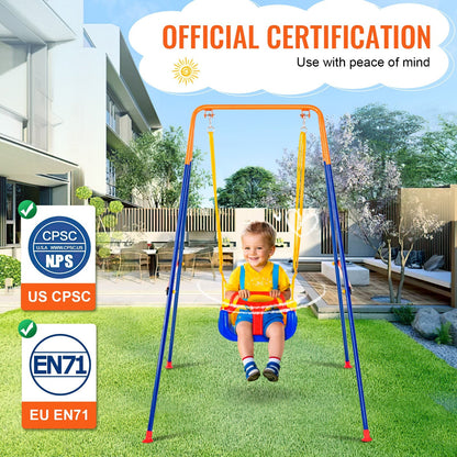VEVOR Swing Sets for Backyard, 3-in-1 Toddler Swing Set with 4