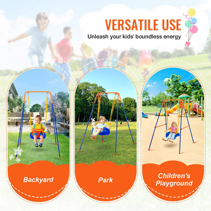 VEVOR Swing Sets for Backyard, 3-in-1 Toddler Swing Set with 4