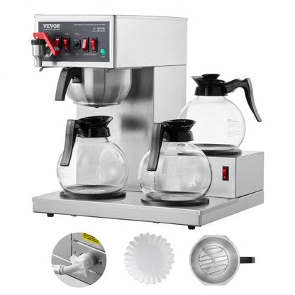 VEVOR 12 Cups Commercial Drip Coffee Maker, Coffee Maker Machine with