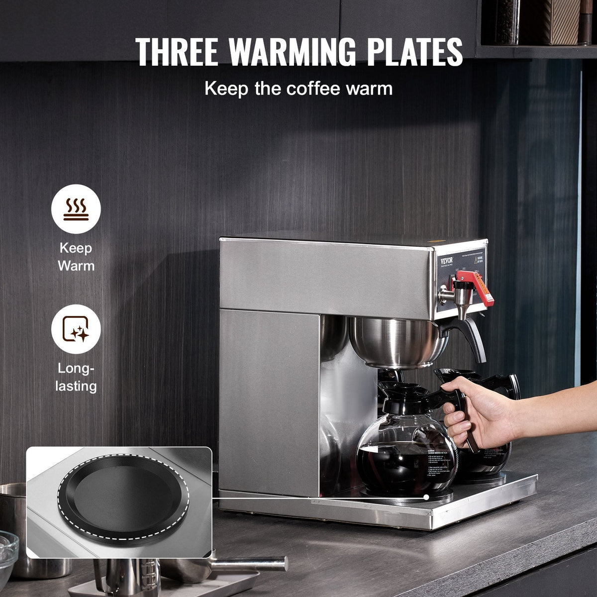 VEVOR 12 Cups Commercial Drip Coffee Maker, Coffee Maker Machine with