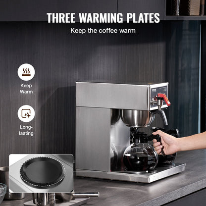VEVOR 12 Cups Commercial Drip Coffee Maker, Coffee Maker Machine with