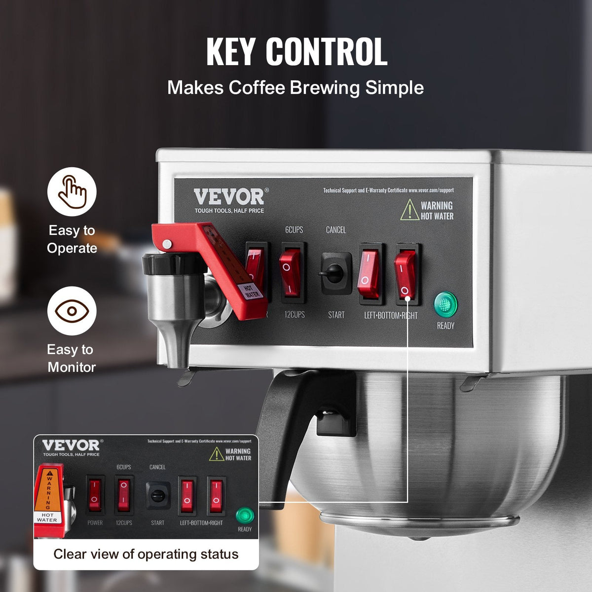 VEVOR 12 Cups Commercial Drip Coffee Maker, Coffee Maker Machine with