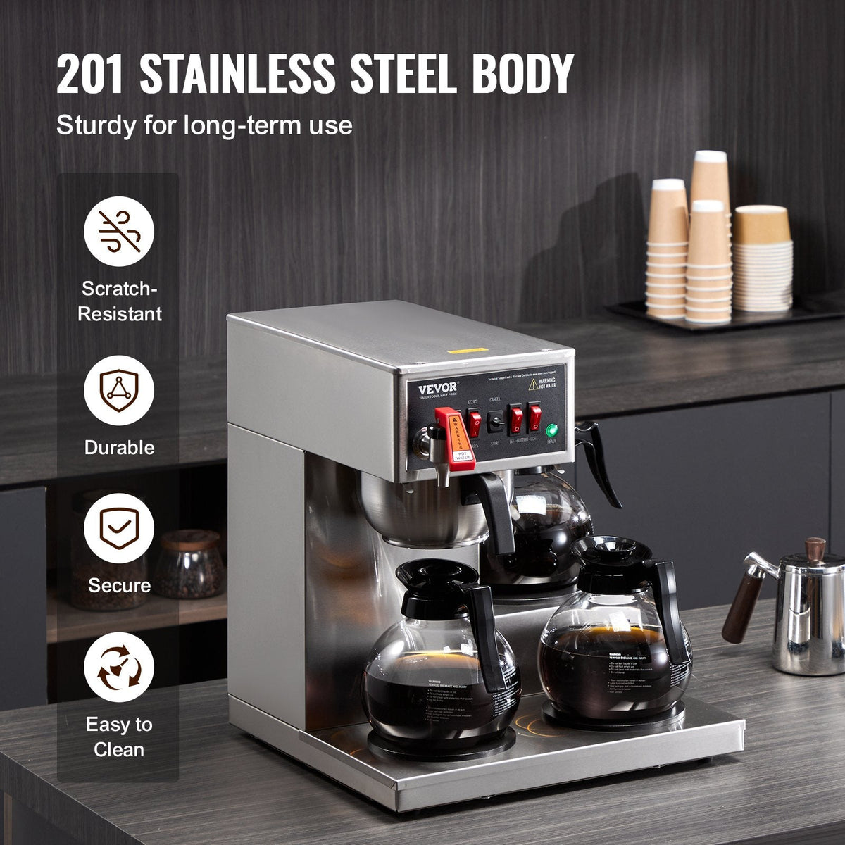 VEVOR 12 Cups Commercial Drip Coffee Maker, Coffee Maker Machine with