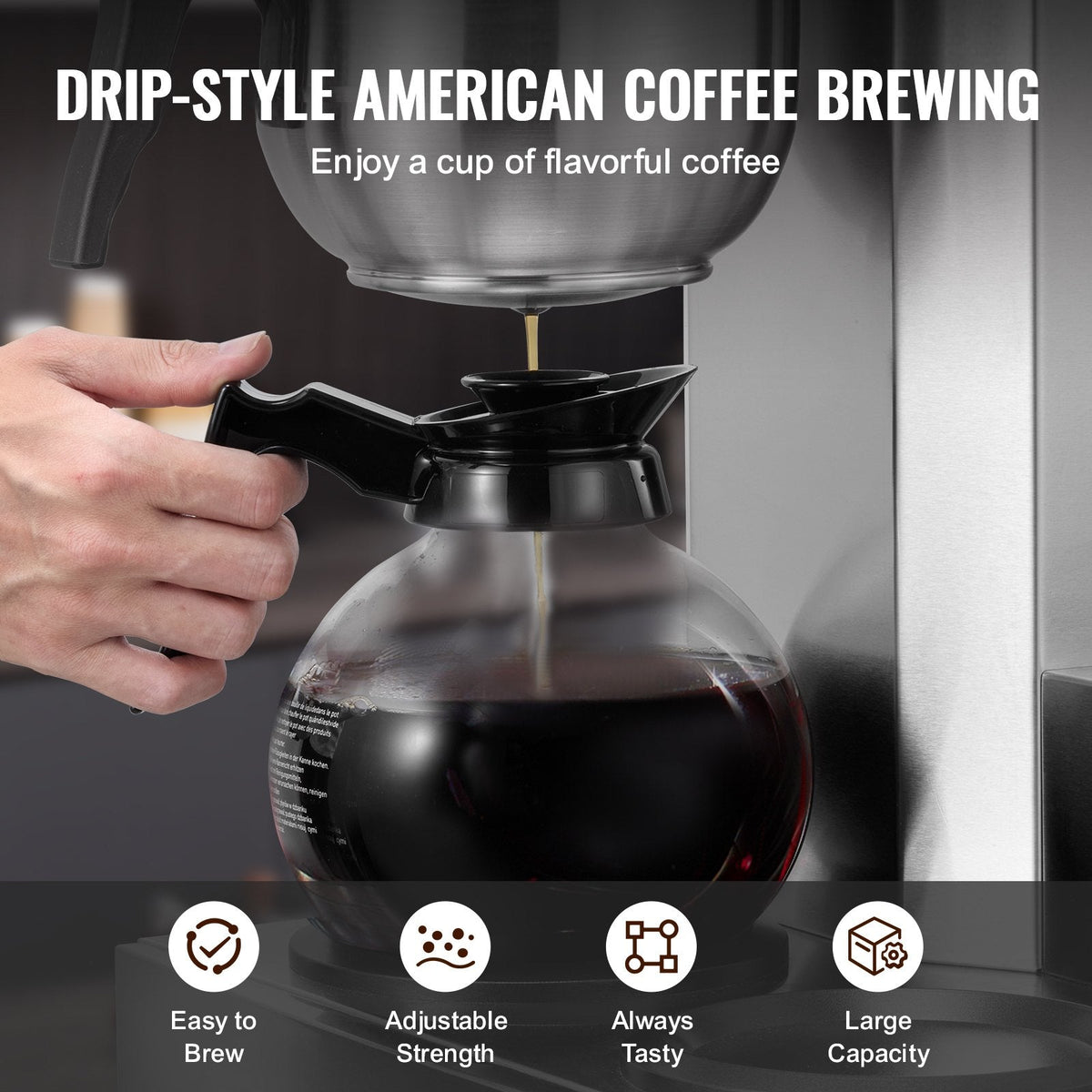 VEVOR 12 Cups Commercial Drip Coffee Maker, Coffee Maker Machine with