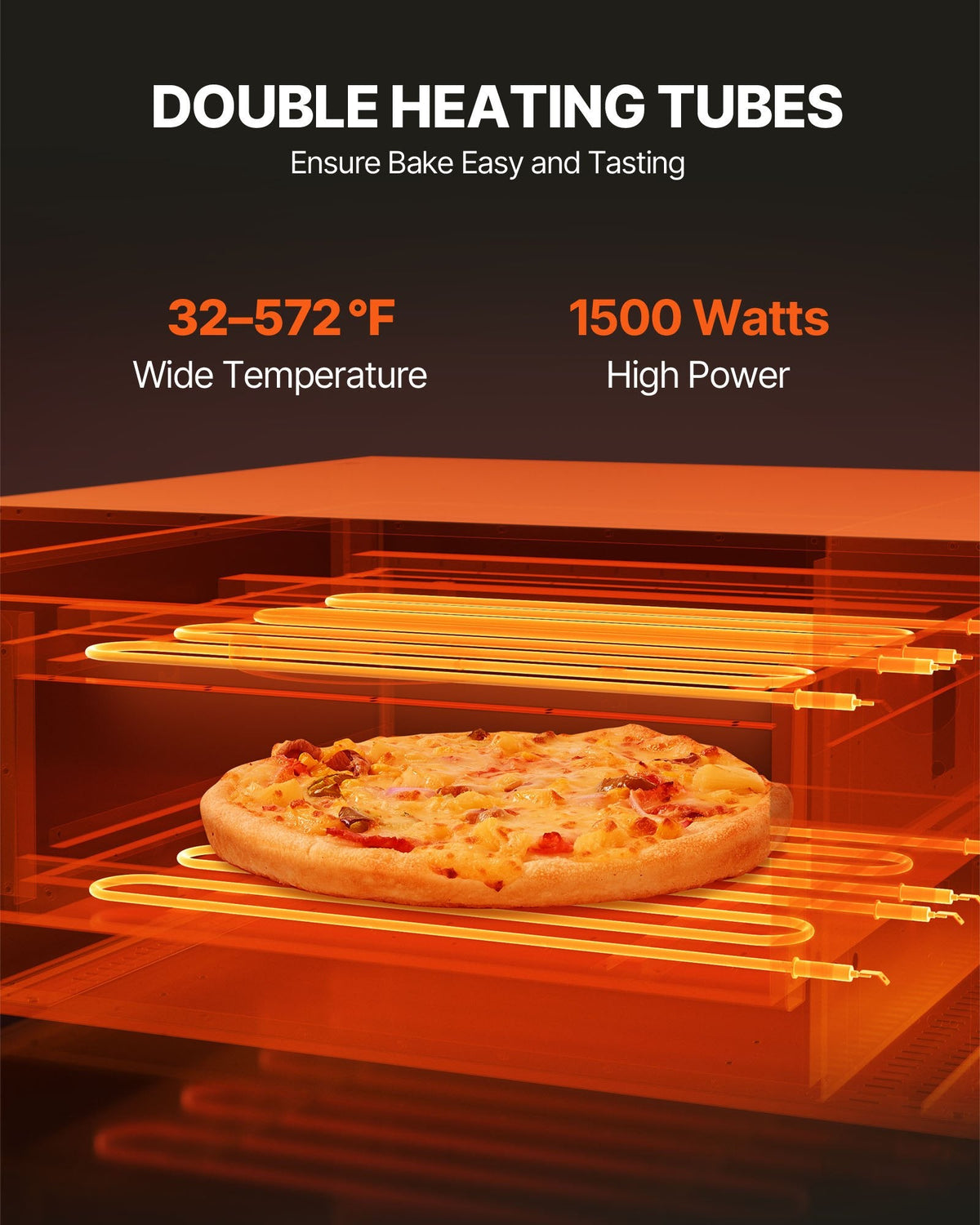 VEVOR Electric Pizza Oven for Countertops, 12-inch, 1500W, with Temp