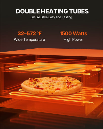 VEVOR Electric Pizza Oven for Countertops, 12-inch, 1500W, with Temp