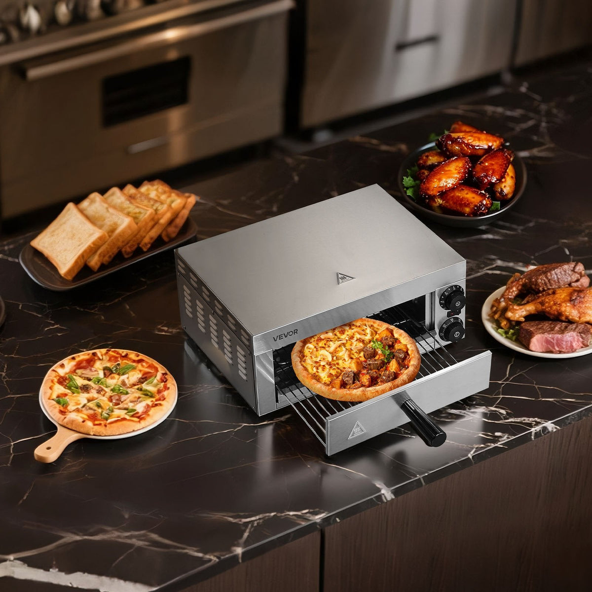 VEVOR Electric Pizza Oven for Countertops, 12-inch, 1500W, with Temp
