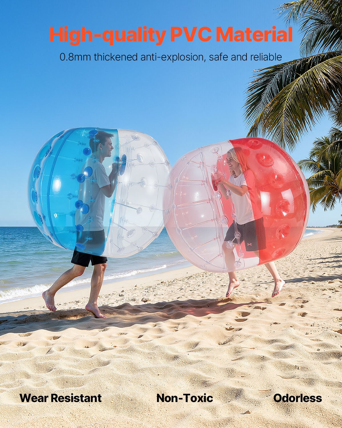 VEVOR Inflatable Bumper Balls 2-Pack, 5FT/1.5M Body Sumo Zorb Balls