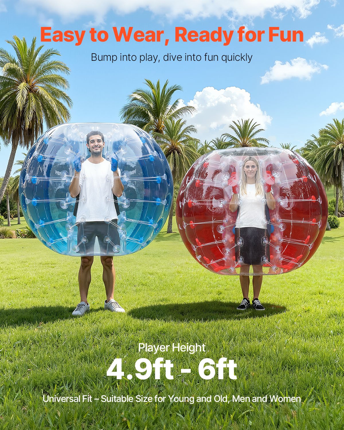 VEVOR Inflatable Bumper Balls 2-Pack, 5FT/1.5M Body Sumo Zorb Balls