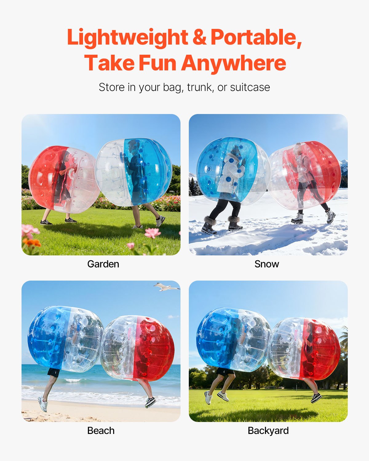 VEVOR Inflatable Bumper Balls 2-Pack, 5FT/1.5M Body Sumo Zorb Balls