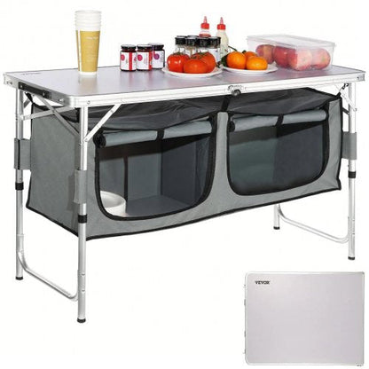 VEVOR Camping Kitchen Table Folding Portable Cook Station 3 Adjustable