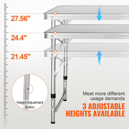 VEVOR Camping Kitchen Table Folding Portable Cook Station 3 Adjustable