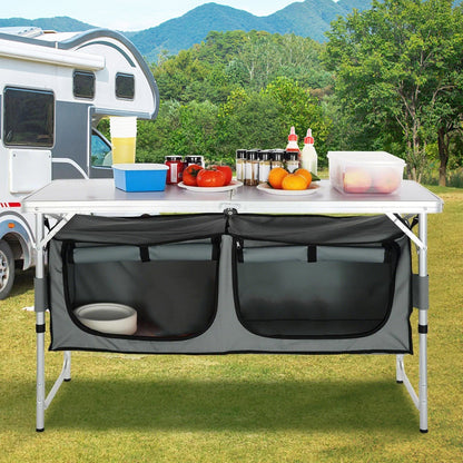 VEVOR Camping Kitchen Table Folding Portable Cook Station 3 Adjustable