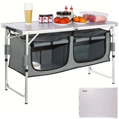 VEVOR Camping Kitchen Table Folding Portable Cook Station 3 Adjustable