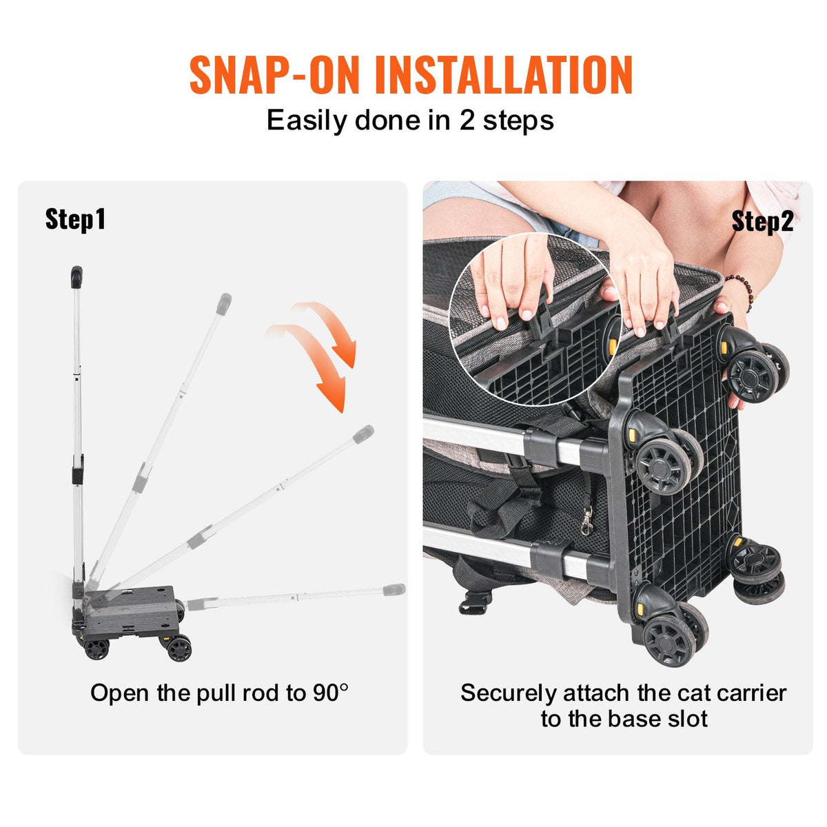 VEVOR Cat Carrier with Wheels, Rolling Pet Carrier with Telescopic