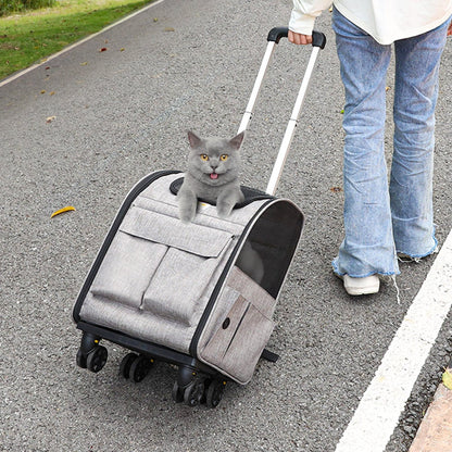 VEVOR Cat Carrier with Wheels, Rolling Pet Carrier with Telescopic