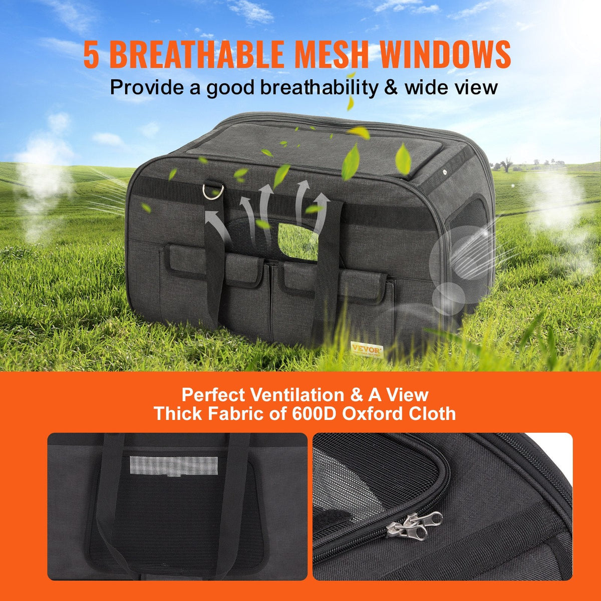 VEVOR Cat Carrier with Wheels, Rolling Pet Carrier with Telescopic