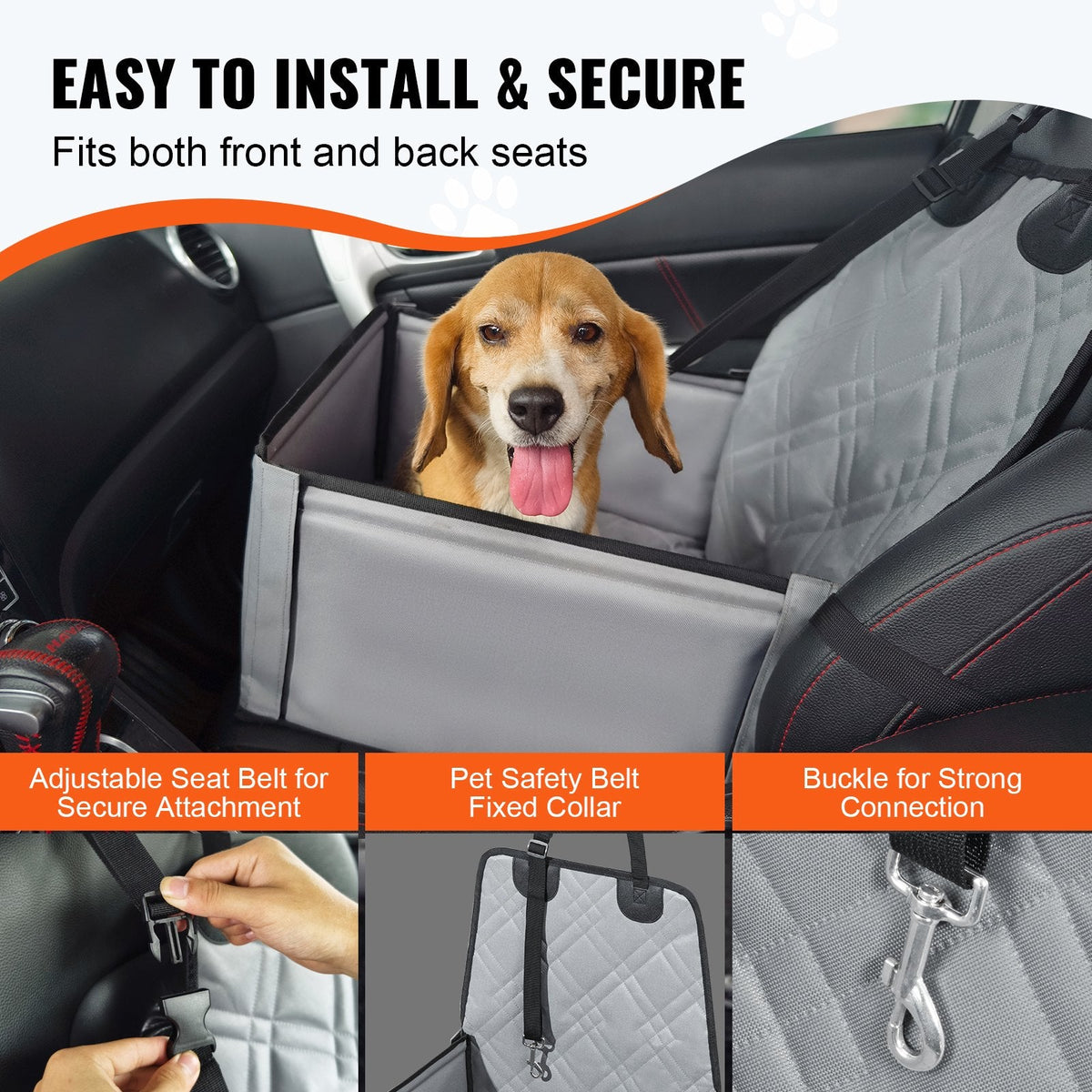 VEVOR Dog Car Seat, Dog Booster Seat for Car with  Support Frame, Pet