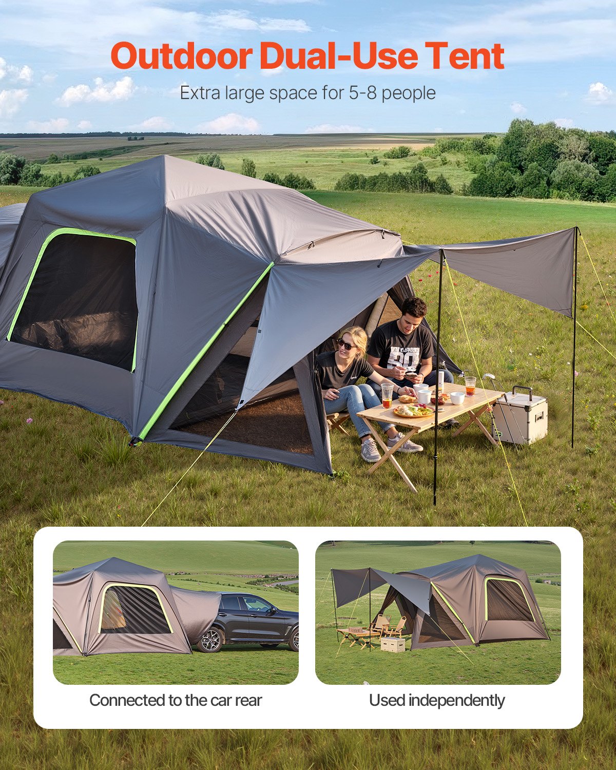 VEVOR SUV Tent for Camping, 10FT L x 10FT W, Waterproof PU2000mm