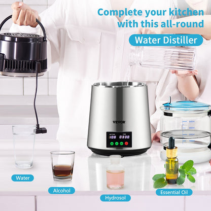 VEVOR 4L Water Distiller 1L/H Distilled Water Maker Timing & Temp