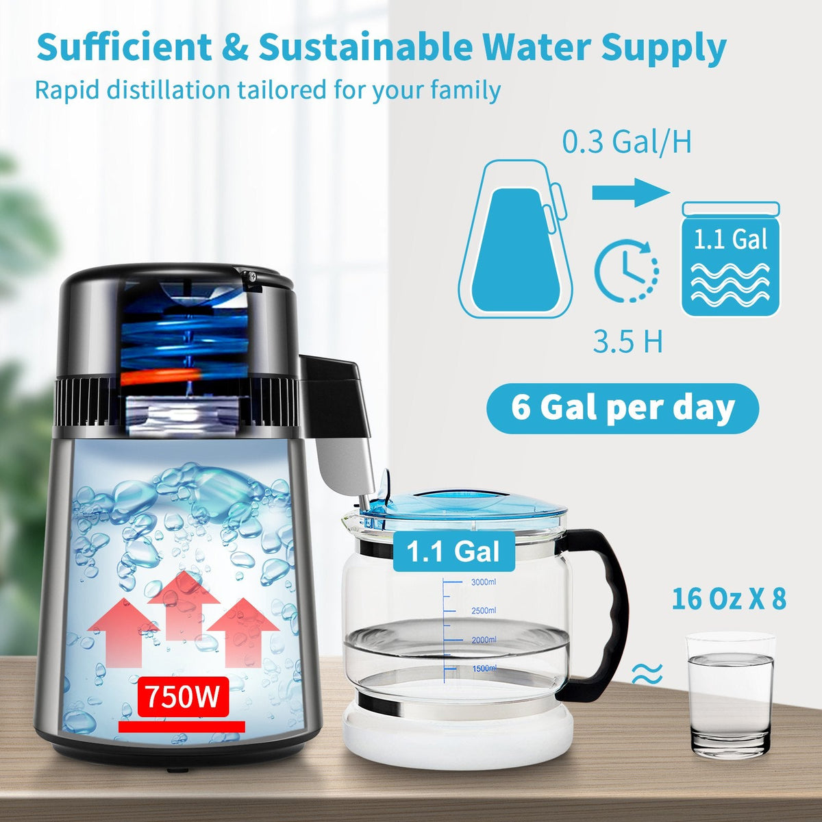 VEVOR 4L Water Distiller 1L/H Distilled Water Maker Timing & Temp