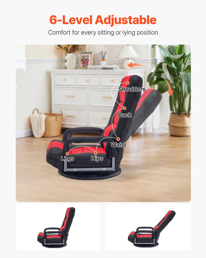 VEVOR Swivel Floor Gaming Chair with Armrests, 360-Degree Rotating