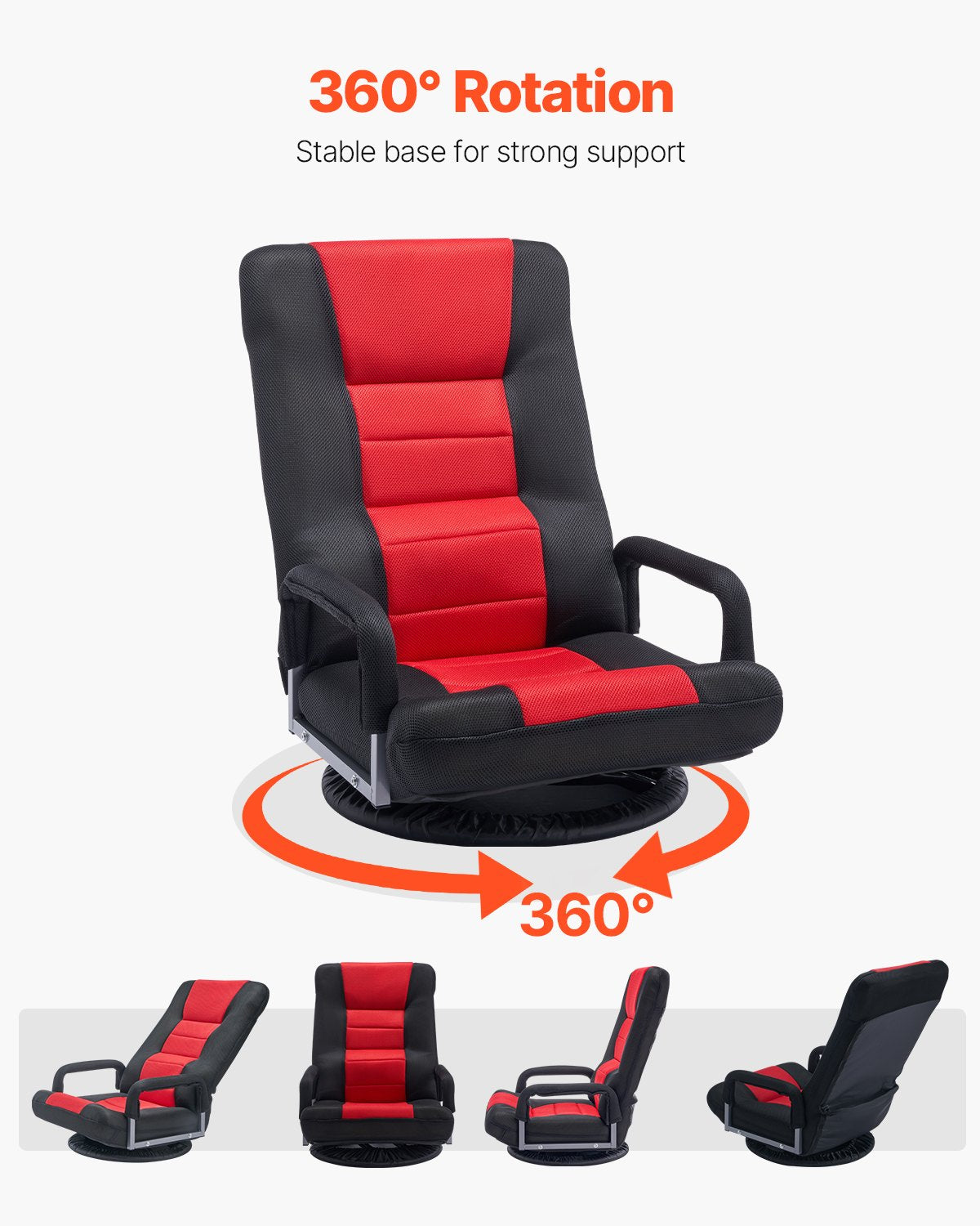 VEVOR Swivel Floor Gaming Chair with Armrests, 360-Degree Rotating