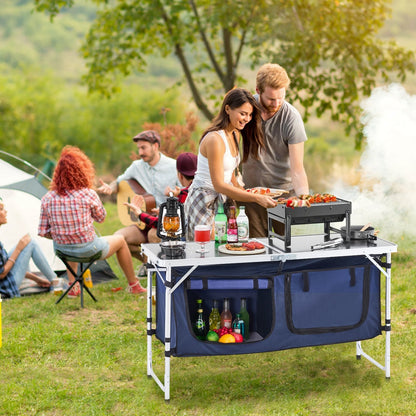 VEVOR Camping Kitchen Table, Folding Outdoor Cooking Table, 3