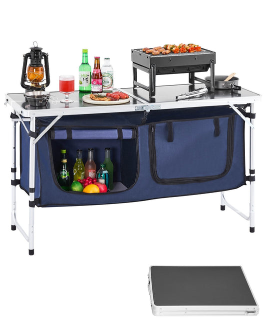 VEVOR Camping Kitchen Table, Folding Outdoor Cooking Table, 3