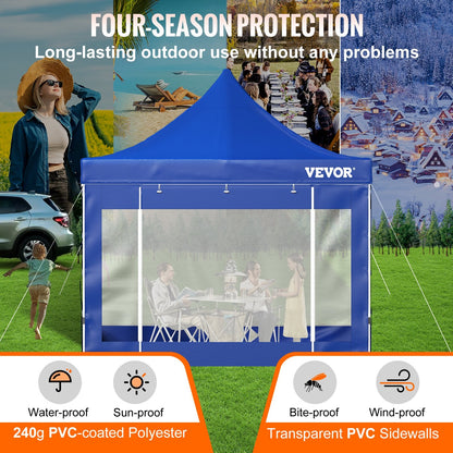 VEVOR 304.8 x 304.8 cm Pop Up Canopy Tent, Outdoor Patio Gazebo Tent