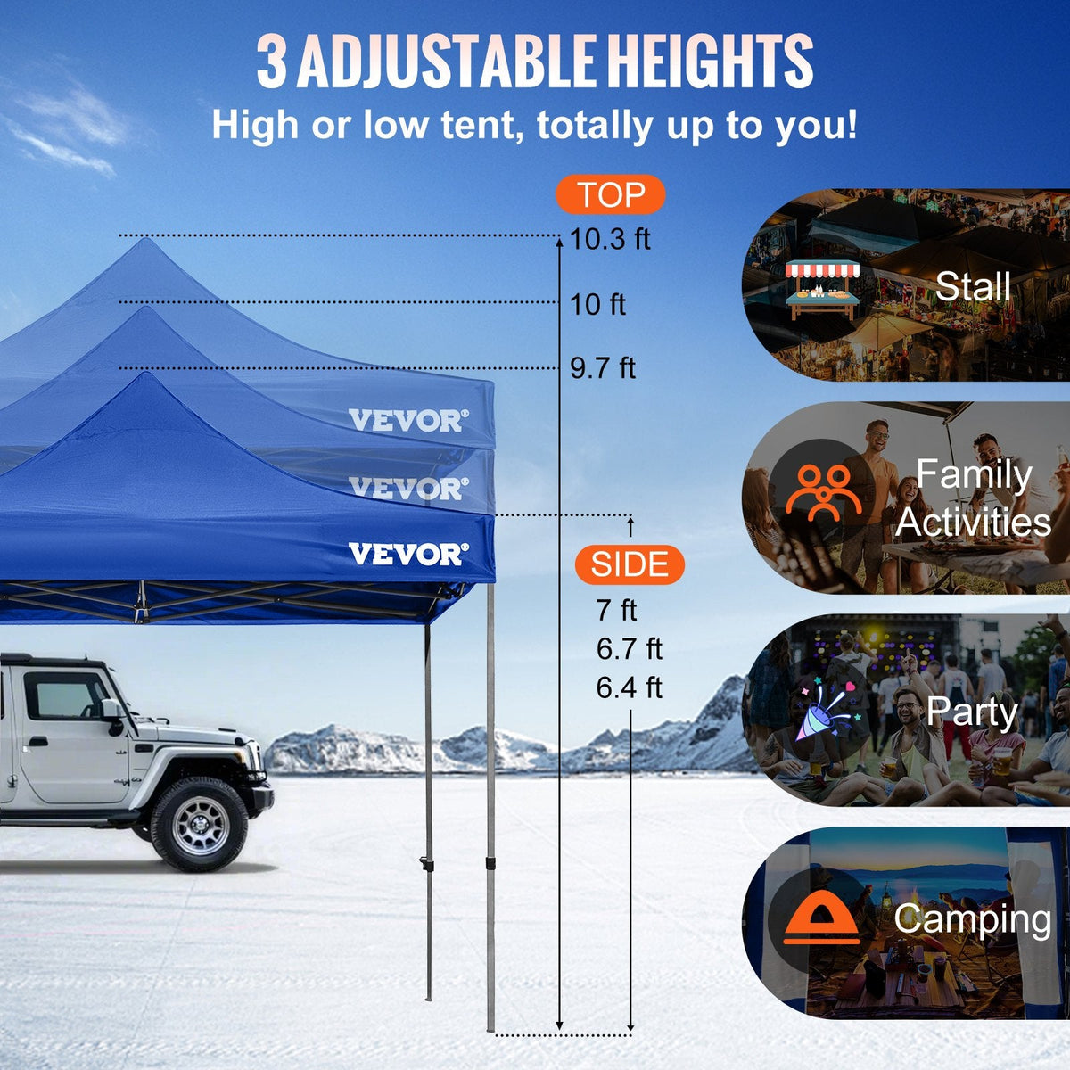 VEVOR 304.8 x 304.8 cm Pop Up Canopy Tent, Outdoor Patio Gazebo Tent