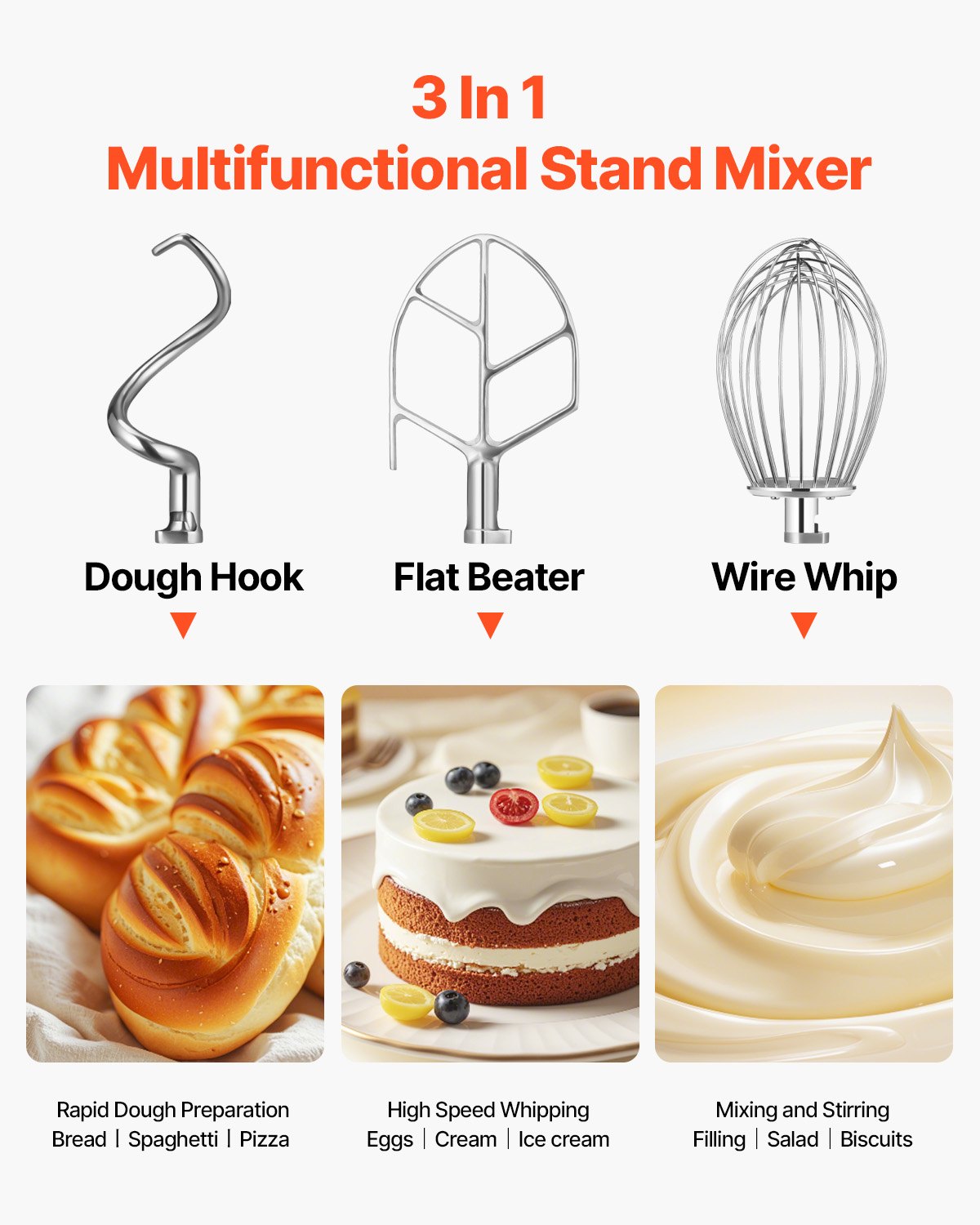 VEVOR Electric Food Mixer 30L Food Stand Mixer 1100W Electric Dough