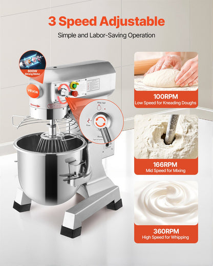 VEVOR Electric Food Mixer 30L Food Stand Mixer 1100W Electric Dough
