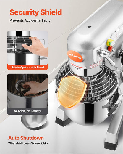 VEVOR Electric Food Mixer 30L Food Stand Mixer 1100W Electric Dough