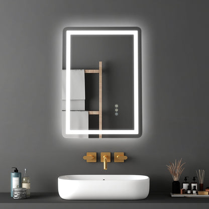 VEVOR LED Bathroom Mirror, 50 x 70 cm LED Bathroom Vanity Mirror with
