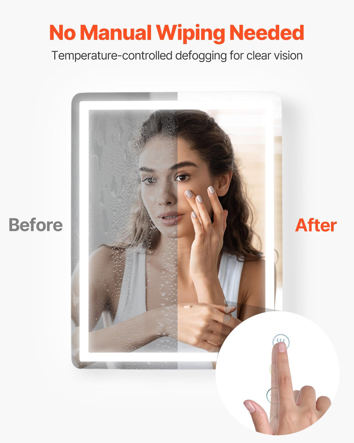 VEVOR LED Bathroom Mirror, 60 x 80 cm LED Bathroom Vanity Mirror with