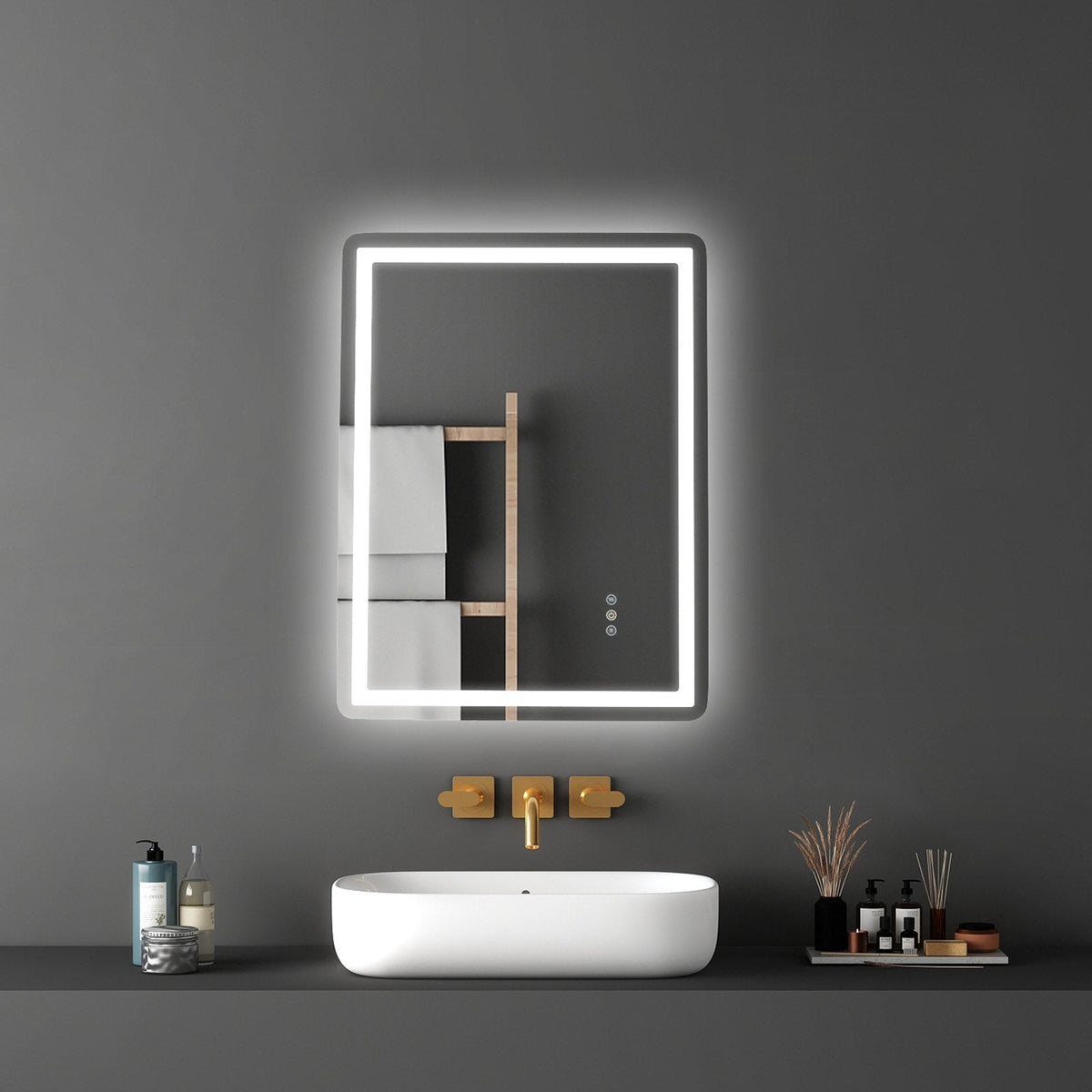 VEVOR LED Bathroom Mirror, 60 x 80 cm LED Bathroom Vanity Mirror with