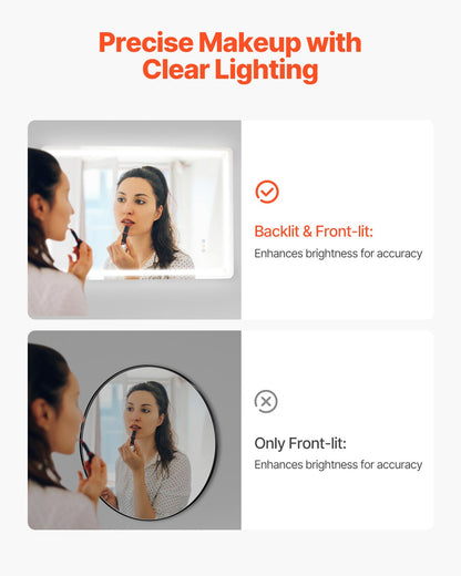 VEVOR LED Bathroom Mirror, 70 x 100 cm LED Bathroom Vanity Mirror with