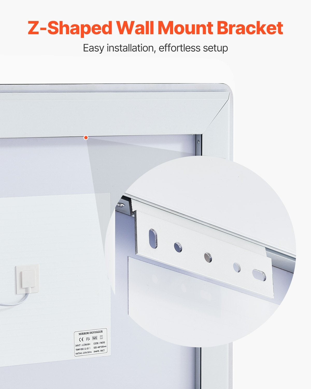VEVOR LED Bathroom Mirror, 70 x 100 cm LED Bathroom Vanity Mirror with