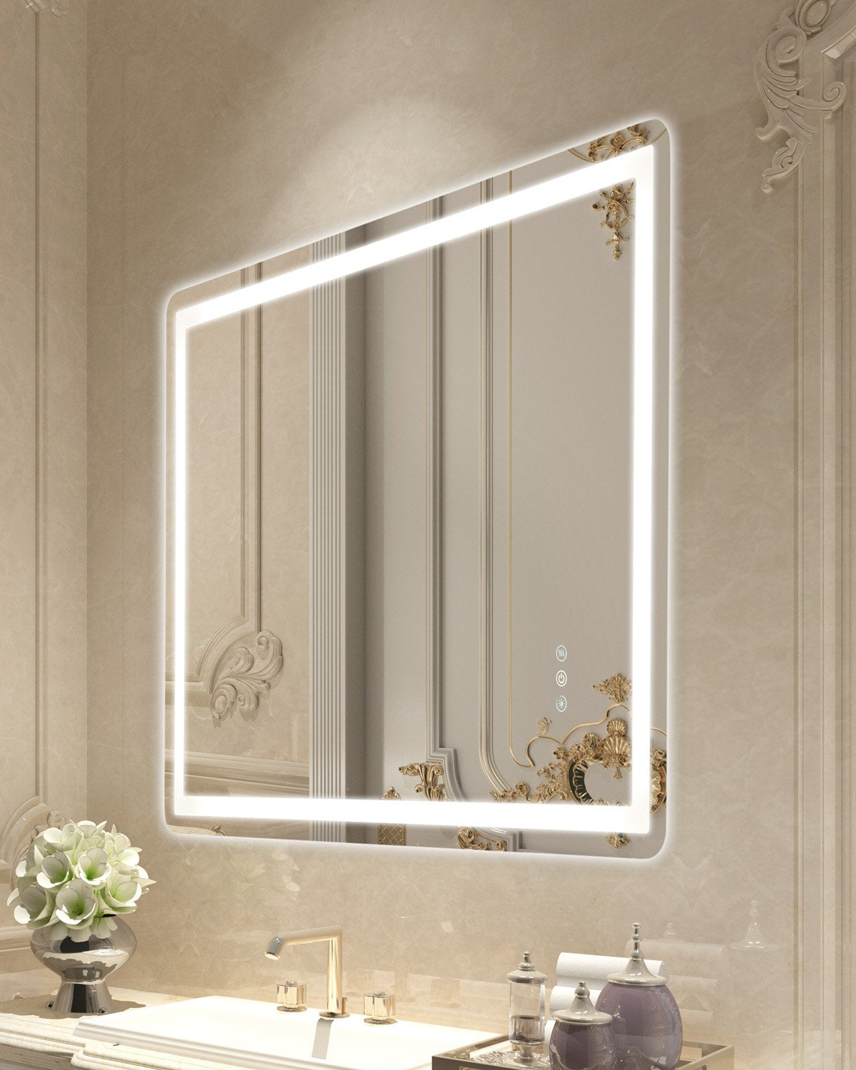 VEVOR LED Bathroom Mirror, 70 x 100 cm LED Bathroom Vanity Mirror with