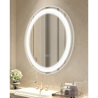 VEVOR LED Bathroom Mirror, 60 cm LED Bathroom Round Vanity Mirror with