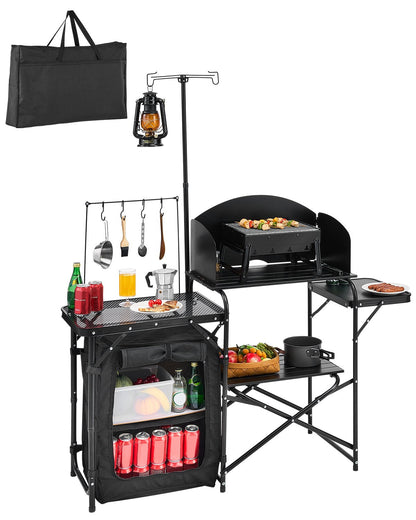 VEVOR Camping Kitchen Table, Outdoor Camp Cooking Table, Aluminum