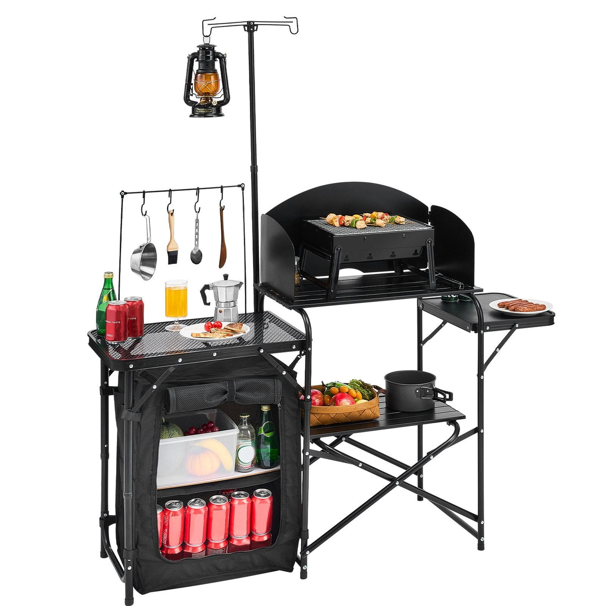 VEVOR Camping Kitchen Table, Outdoor Camp Cooking Table, Aluminum