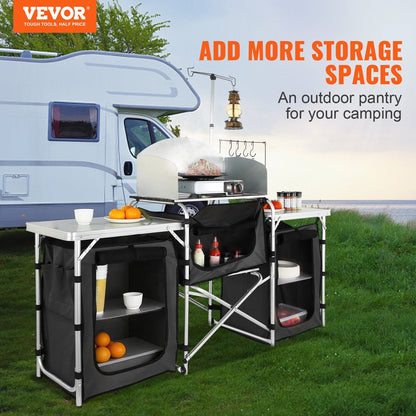 VEVOR Camping Kitchen Table, Folding Outdoor Cooking Table with