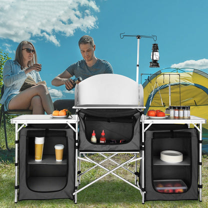 VEVOR Camping Kitchen Table, Folding Outdoor Cooking Table with