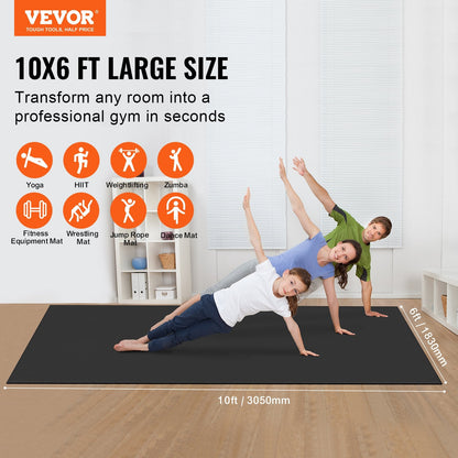 VEVOR Exercise Mat Non Slip Yoga Mat Gym Fitness Pilate Workout Mat