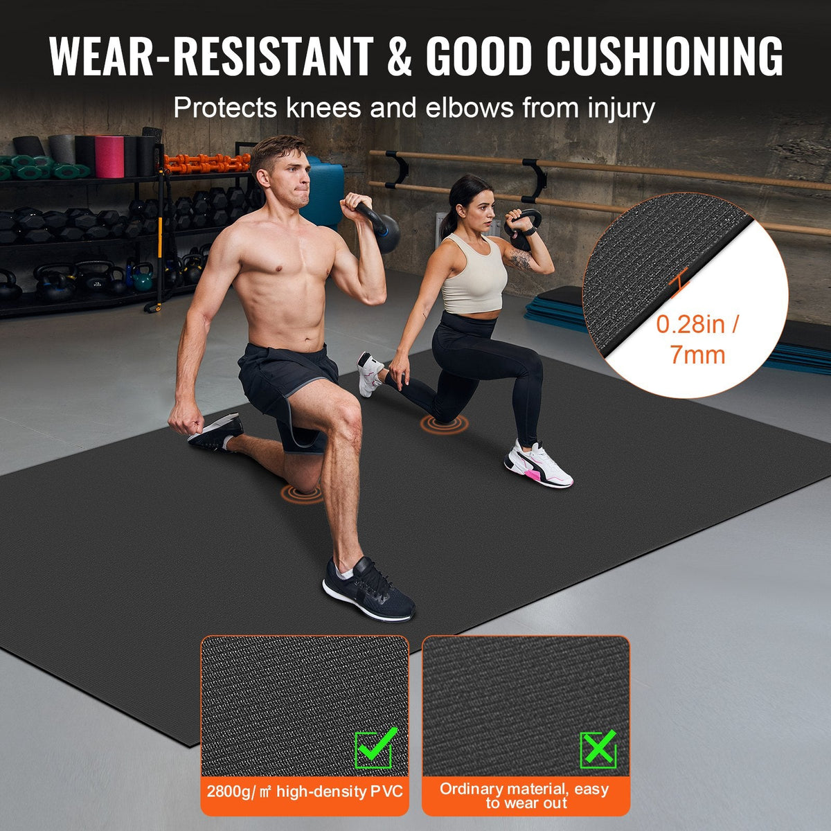 VEVOR Exercise Mat Non Slip Yoga Mat Gym Fitness Pilate Workout Mat